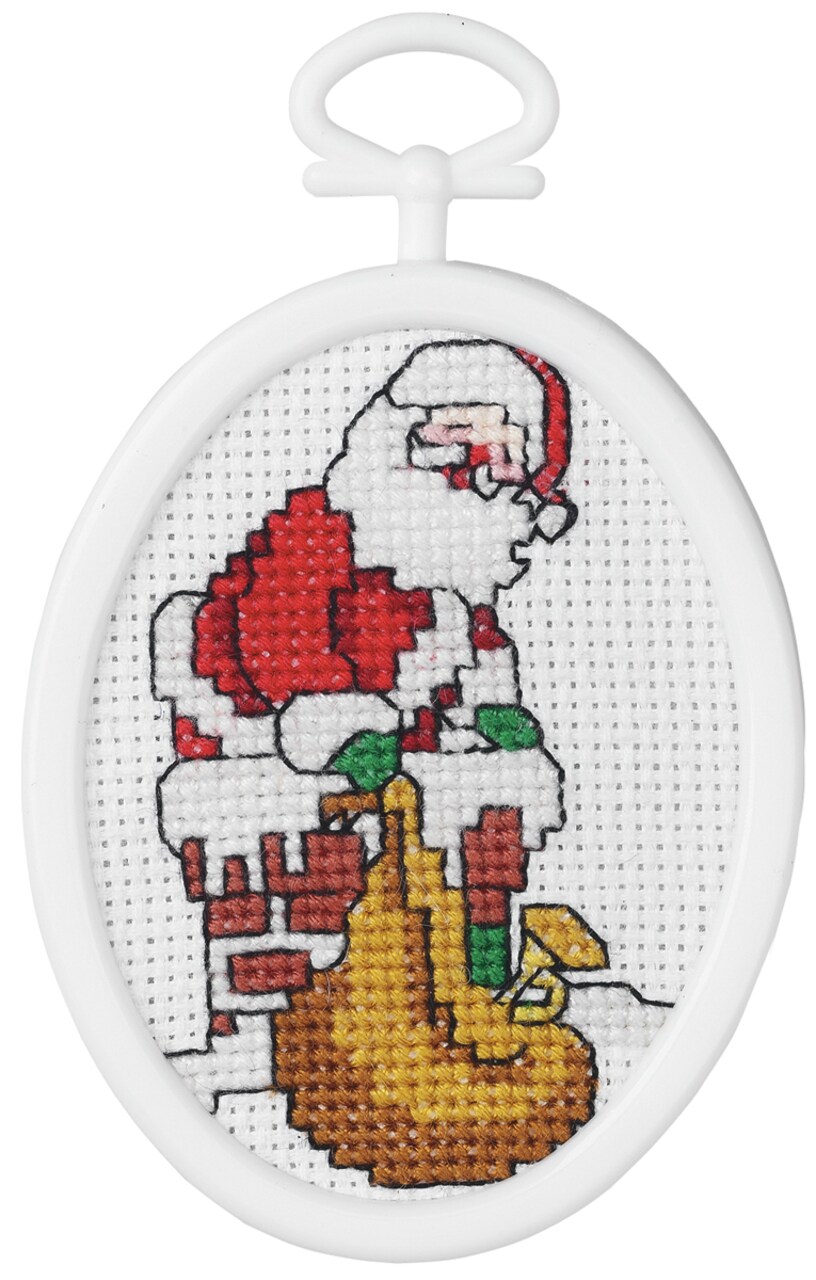 Janlynn Mini Counted Cross Stitch Kit 2.75" Oval-Down The Chimney